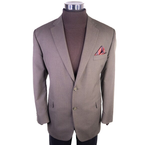 Pronto Uomo Men's Sport Coat Blazer Jacket Two Button Houndstooth Brown 46R EUC - Picture 2 of 13